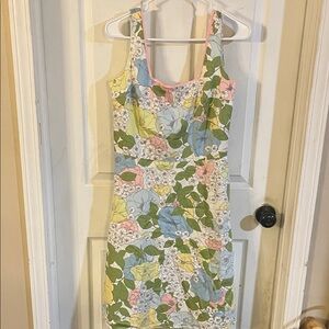 Vibrant Floral Mini Dress - Green and Pink